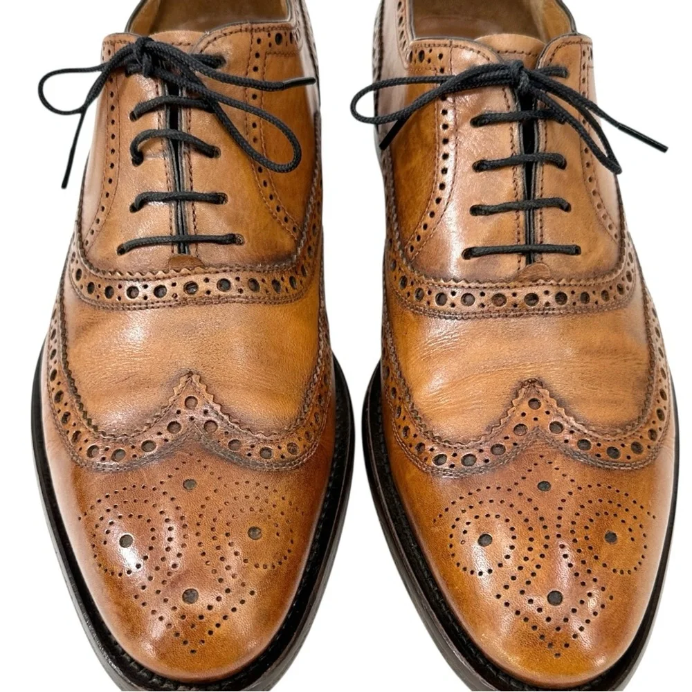 Botticelli Italian Designer Brown Wingtip Oxford Brogue Leather Laceup Shoes